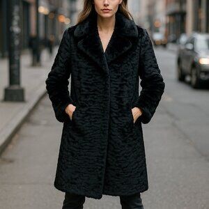 Kate Spade New York Faux Fur Coat Women’s M Elegant Textured Plush Winter Jacket